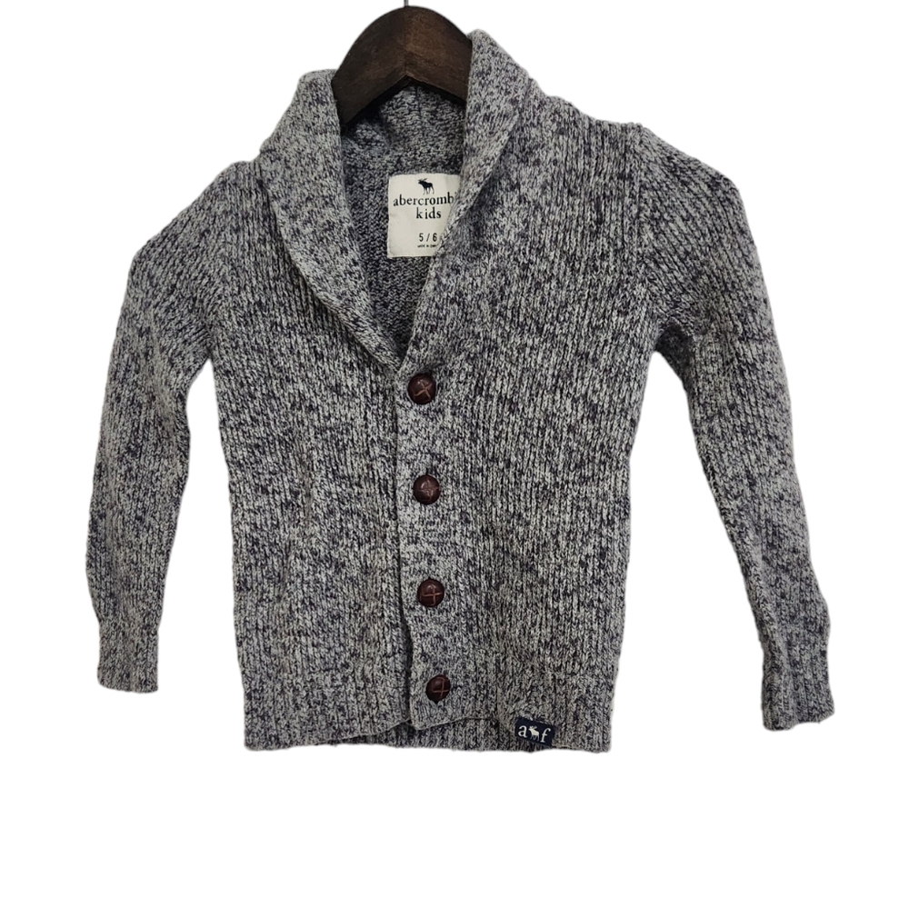 Abercrombie Kids Gray Knit V-neck Button Up Cardigan Sweater Boy's 5-6